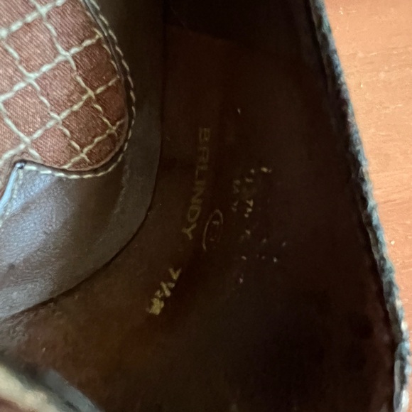 Bridget Shuster heels Bronce Metallic shiny Pointed Toe Flour De Lis leather 7.5 - Picture 2 of 8